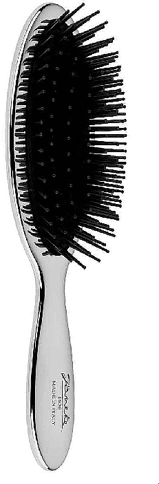 Small Massage Hair Brush, chrome - Janeke Chromium Hair Brush — photo N1