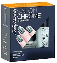 Fragrances, Perfumes, Cosmetics Set - Sally Hansen Salon Chrome Gunmetal (chrome powder/1g + top coat/5ml + applicator)