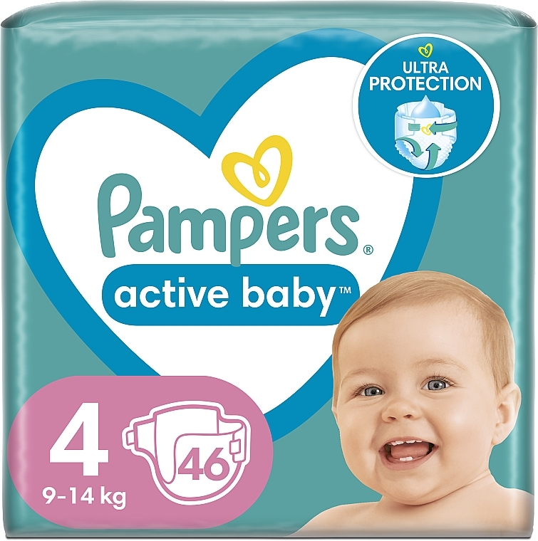 Active Baby 4 Diapers (9-14 kg), 46 pcs. - Pampers — photo N1
