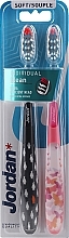 Fragrances, Perfumes, Cosmetics Soft Toothbrush, black with penguins + pink with butterflies - Jordan Individual Clean Soft