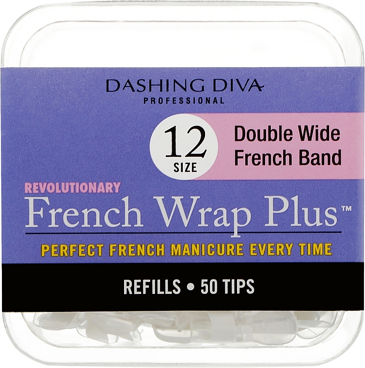 Wide Tips 'French Smile+' - Dashing Diva French Wrap Plus Double Wide White 50 Tips (Size 12) — photo N1