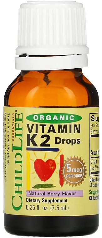 Berry Flavor Children Organic Vitamin K2, drops - Child Life Organic Vitamin K2 Drops — photo N1