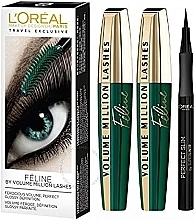 Fragrances, Perfumes, Cosmetics Set - L'Oreal Paris Ladies Volume Million Lashes Feline Black (mascara/2x9.2ml + eyeliner/1ml)