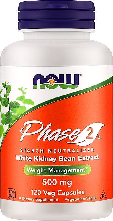 Phase 2. White Kidney Bean Extract, 500mg - Now Foods Phase 2 White Kidney Bean Extract — photo N1