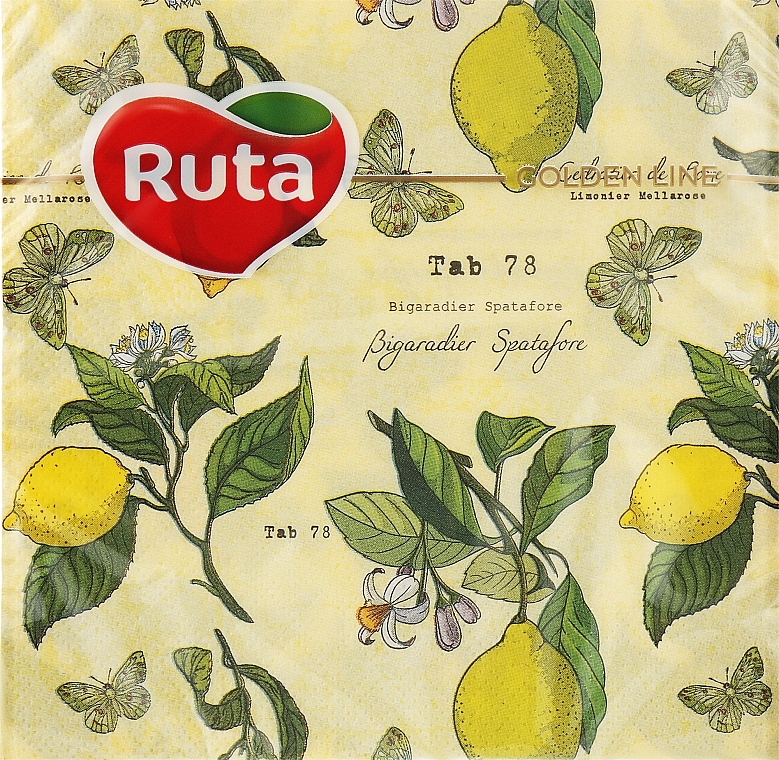 Serving Napkins 'Kitchen', two-layer, 33x33 cm, 20 pcs., lemons - Ruta — photo N1