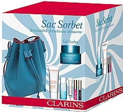 Fragrances, Perfumes, Cosmetics Set - Clarins Sac Sorbet Gift Set (f/gel/50ml + b/lot/100ml + eye/rem/30ml + l/oil/2.8ml + mas/3.5ml + bag)