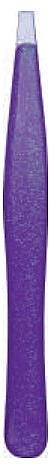 Straight Tweezers, stainless steel, 9.2 cm, shiny purple, in blister - Titania — photo N2