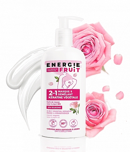 2-in-1 Mask & Conditioner 'Monoi, Rose & Argan Oil' - Energie Fruit 2in1 Keratin Mask & Conditioner Monoi Oil Rose and Argan — photo N6