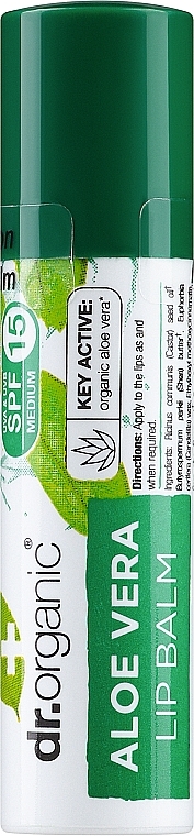 Aloe Vera Lip Balm - Dr. Organic Bioactive Skincare Aloe Vera Lip Care Stick SPF15 — photo N4