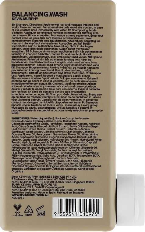 Daily Strengthening Shampoo for Colored Hair - Kevin.Murphy Balancing.Wash — photo N10