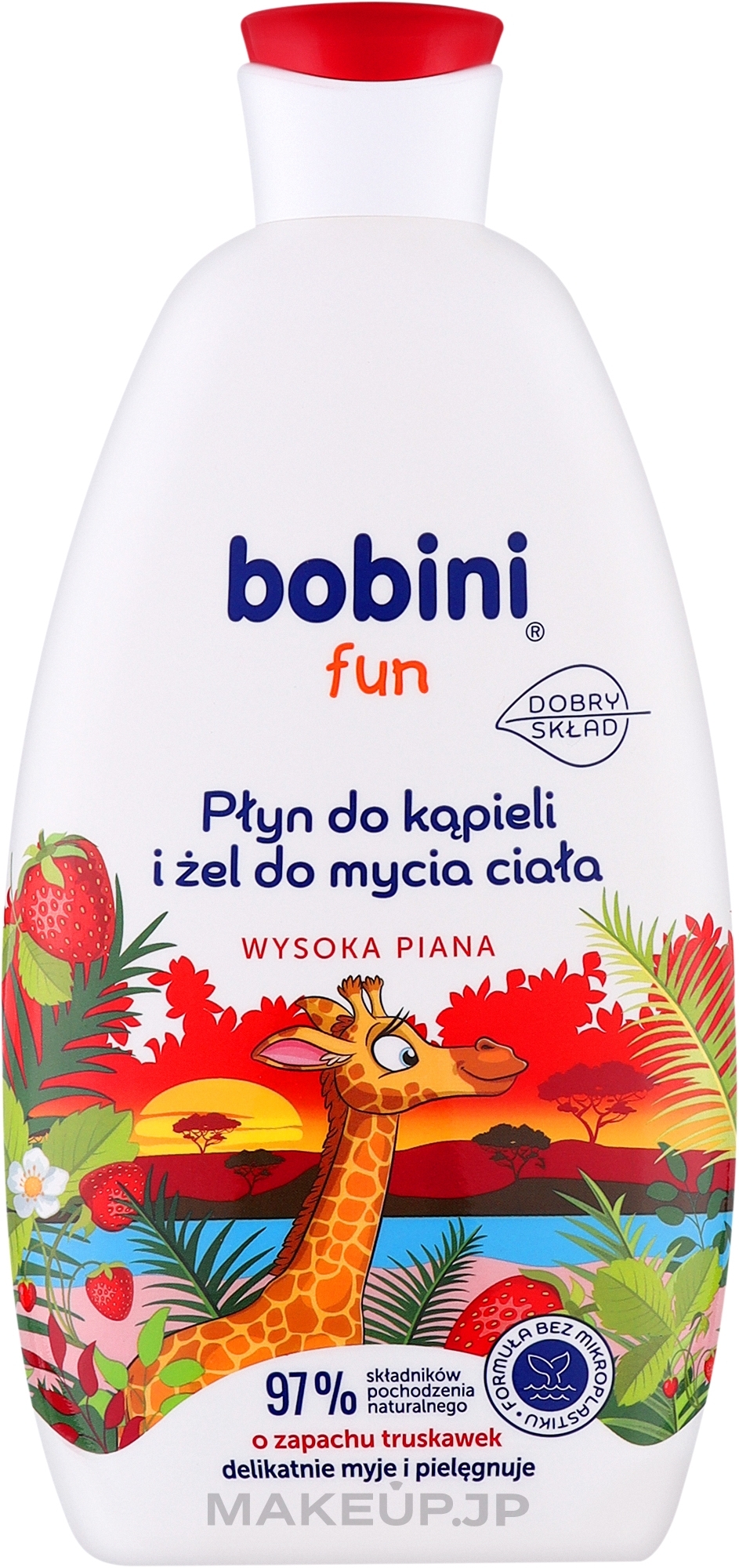 Shower Gel & Bath Foam with Strawberry Scent - Bobini Fun Bubble Bath & Body High Foam Strawberry — photo 500 ml
