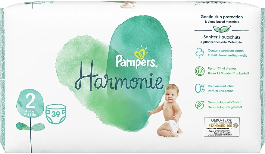 Diapers, size 2 (4-8 kg), 39 pcs - Pampers Harmonie Mini — photo N9