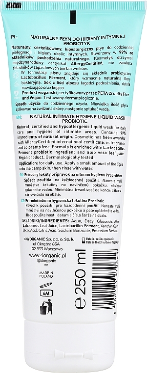 Intimate Hygiene Remedy - 4Organic Probiotic Sensitive Natural Intimate Wash — photo N4