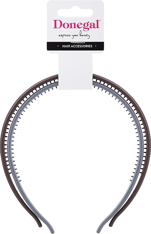 Hair Hoop, 2 pcs, grey + brown - Donegal FA-5603 — photo N1