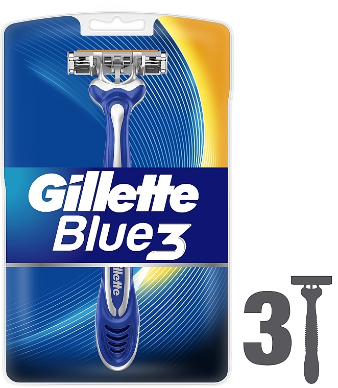 Disposable Shaving Razor Set, 3 pcs - Gillette Blue 3 — photo N8