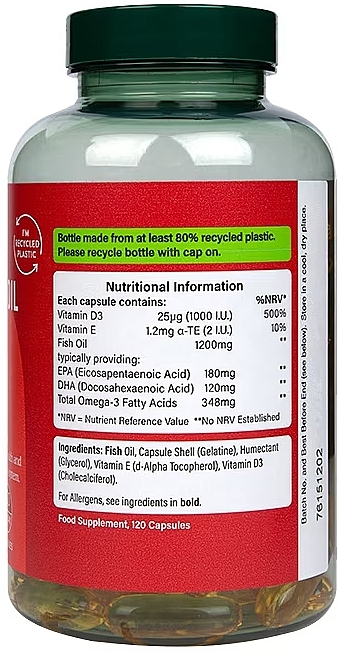 Omega-3 Fish Oil & Vitamin D3 Dietary Supplement for Heart Health - Holland & Barrett Omega 3 Fish Oil & Vitamin D3 Heart Health — photo N3