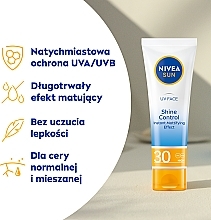 Mattifying Face Sunscreen - Nivea Sun UV Face Shine Control Mattifying Effect SPF 30 — photo N4