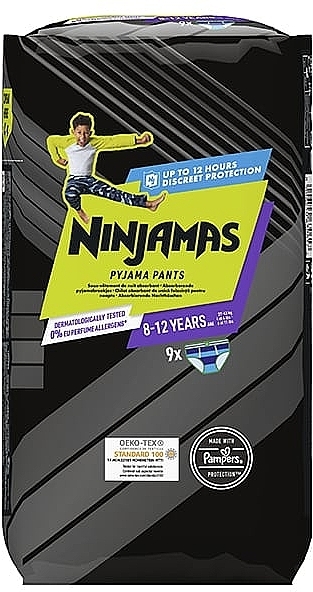 Ninjamas Pyjama Boy Pants, 8-12 Years (27-43 kg), 9 Pcs - Pampers — photo N1