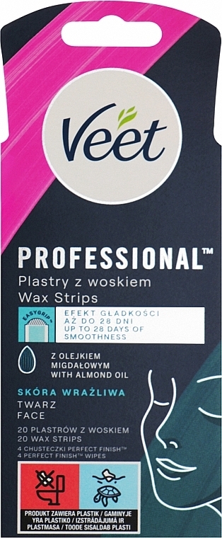 Face Wax Strips with Almond Oil - Veet Easy-Gel — photo N7