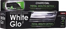 Fragrances, Perfumes, Cosmetics Set with Gray-White Brush - White Glo Charcoal Total Mouth Detox (toothpaste/150g + toothbrush/1pc + toothpicks/8pcs)