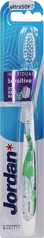 Soft Toothbrush, white with leaves - Jordan Individual Sensitive Ultrasoft — photo N1