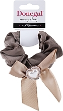 Fragrances, Perfumes, Cosmetics Hair Tie, FA-5871, dark olive with beige bow - Donegal