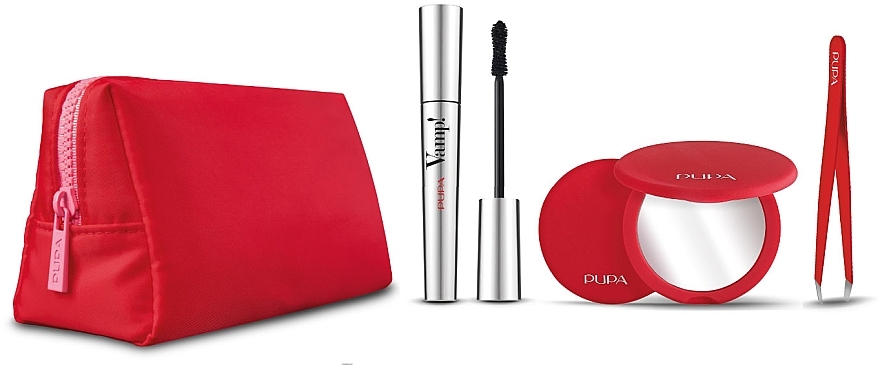 Set - Pupa Vamp! Mascara & Tweezers & Mirror (mascara/9ml + mirror/1pc + tweezers/1pc + bag) — photo N1