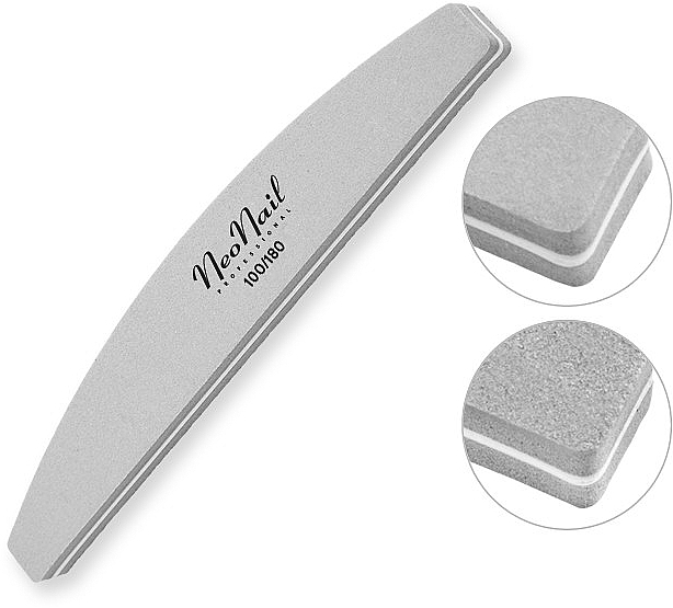 Polishing Nail File, 100/180, gray - NeoNail Professional — photo N1