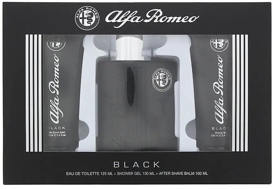 Alfa Romeo Black - Set (edt/125ml+sh/gel/100ml+ash/balm/100ml) — photo N1