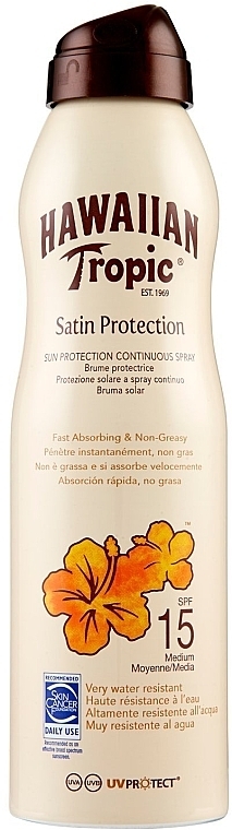 Sunscreen Body Spray - Hawaiian Tropic Satin Protection Continuous Sun Spray SPF 15  — photo N1