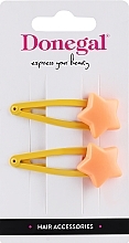 Fragrances, Perfumes, Cosmetics Hair Clips FA-5607, yellow-orange with stars, 2 pcs - Donegal