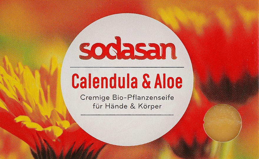 Organic Anti-Inflammatory Face Soap "Calendula & Aloe" - Sodasan — photo N2