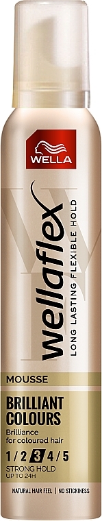 Strong Hold Styling Hair Mousse "Brilliant Color" - Wella Wellaflex — photo N1