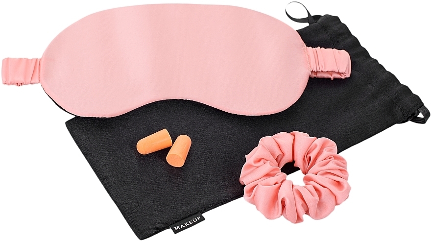 Sleep Set in Gift Case 'Relax Time', peach - MAKEUP Gift Set Pink Sleep Mask, Scrunchie, Ear Plugs — photo N1