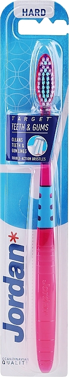 Toothbrush Hard Target, pink with blue - Jordan Target Teeth & Gums Hard — photo N2