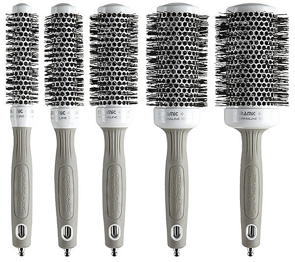 Blowout Hair Brush Set, 5 pcs - Olivia Garden Expert Blowout Shine White & Grey — photo N1