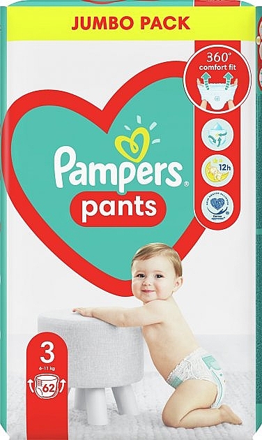 Diaper Pants 3, 6-11 kg, 62 pcs.	 - Pampers — photo N2