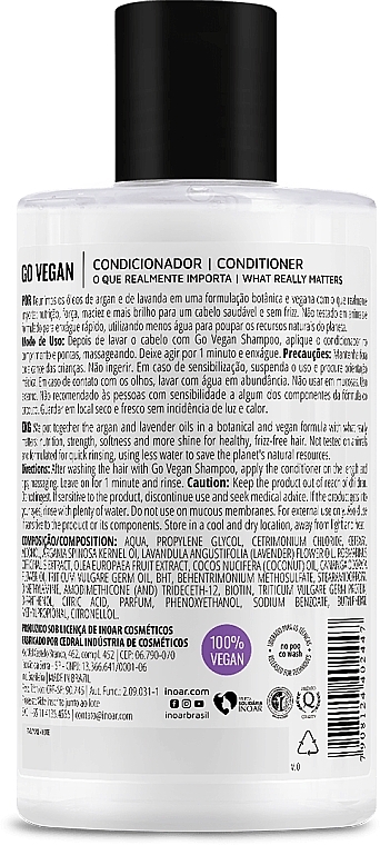 Anti-frizz Hair Conditioner - Inoar Go Vegan Anti Frizz Conditioner — photo N2