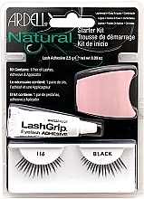 False Lashes Set 116 - Ardell Natural Lashes Starter Kit 116 Black+Lash Grip — photo N2