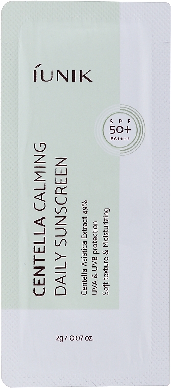 Sunscreen with Centella Extract - Iunik Centella Calming Daily Sunscreen SPF50+ (sample) — photo N1