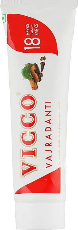 Natural Ayurvedic Toothpaste with 18 Indian Herbs - Vicco Vajradanti 18 Herbs and Barks — photo N1