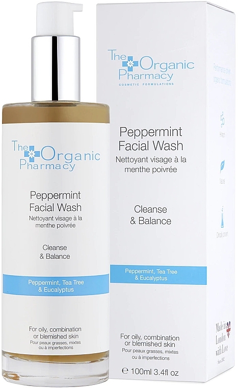 Antibacterial Mint Face Cleansing Gel - The Organic Pharmacy Peppermint Facial Wash — photo N5