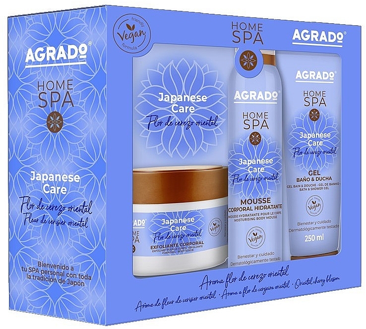 Set - Agrado Home Spa Japanese Care Set (foam/200ml + sh/gel/250ml + scrub/200ml) — photo N1