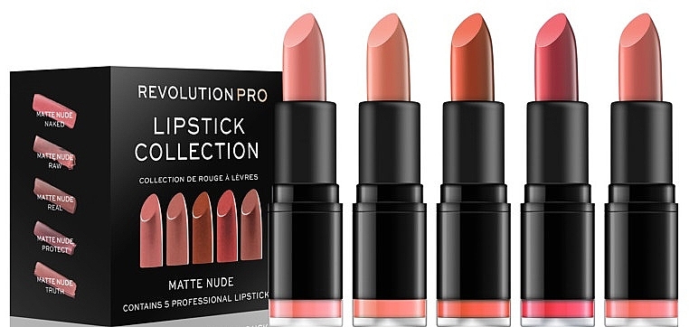 5 Lipstick Set - Revolution Pro 5 Lipstick Collection Matte Nude — photo N1