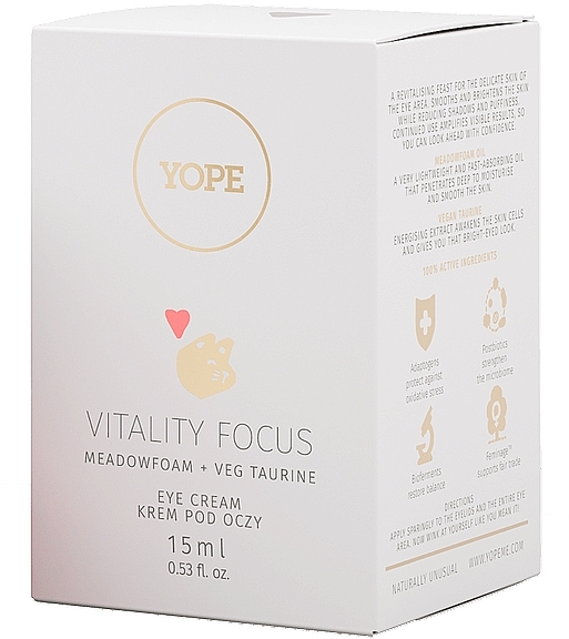 Eye Cream - Yope Vitality Focus Meadow Foam + Veg Taurine Eye Cream — photo N2