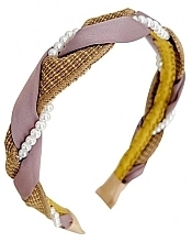 Fragrances, Perfumes, Cosmetics Braided Hair Band with Pearls, O504, yellow and pink - Ecarla