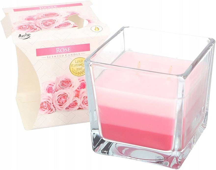 Scented Three-Layer Candle in Glass 'Rose' - Bispol Scented Candle Pink — photo N1