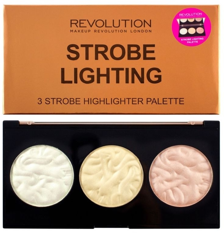 Face Highlighter Palette - Makeup Revolution 3 Strobe Highlighter Palette — photo Strobe Lighting