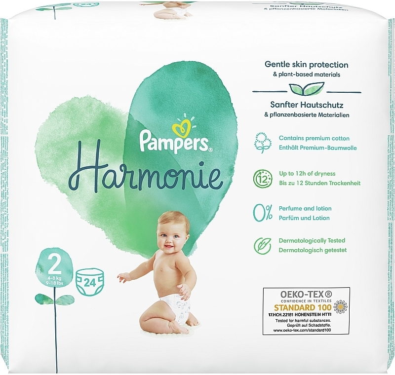 Diapers, size 2 (4-8 kg), 24 pcs - Pampers Harmonie Mini — photo N2