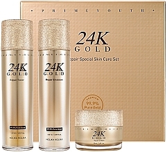 Set - Holika Holika Prime Youth 24K Gold Repair Skin Care Special Set (ton/120ml + emuls/120ml + f/cr/55ml) — photo N1